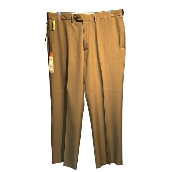NWT Haggar Size 38x30 Dress Pants Olive Brown Classic Fit Plain Front Comfort - Picture 1 of 15